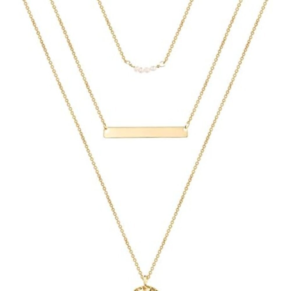Dainty Layered Choker Necklace, Handmade 14K Gold Plated, Women's 3 piece set